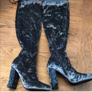 PENNY LOVES KENNY OVER KNEE VELVET BOOTS. …